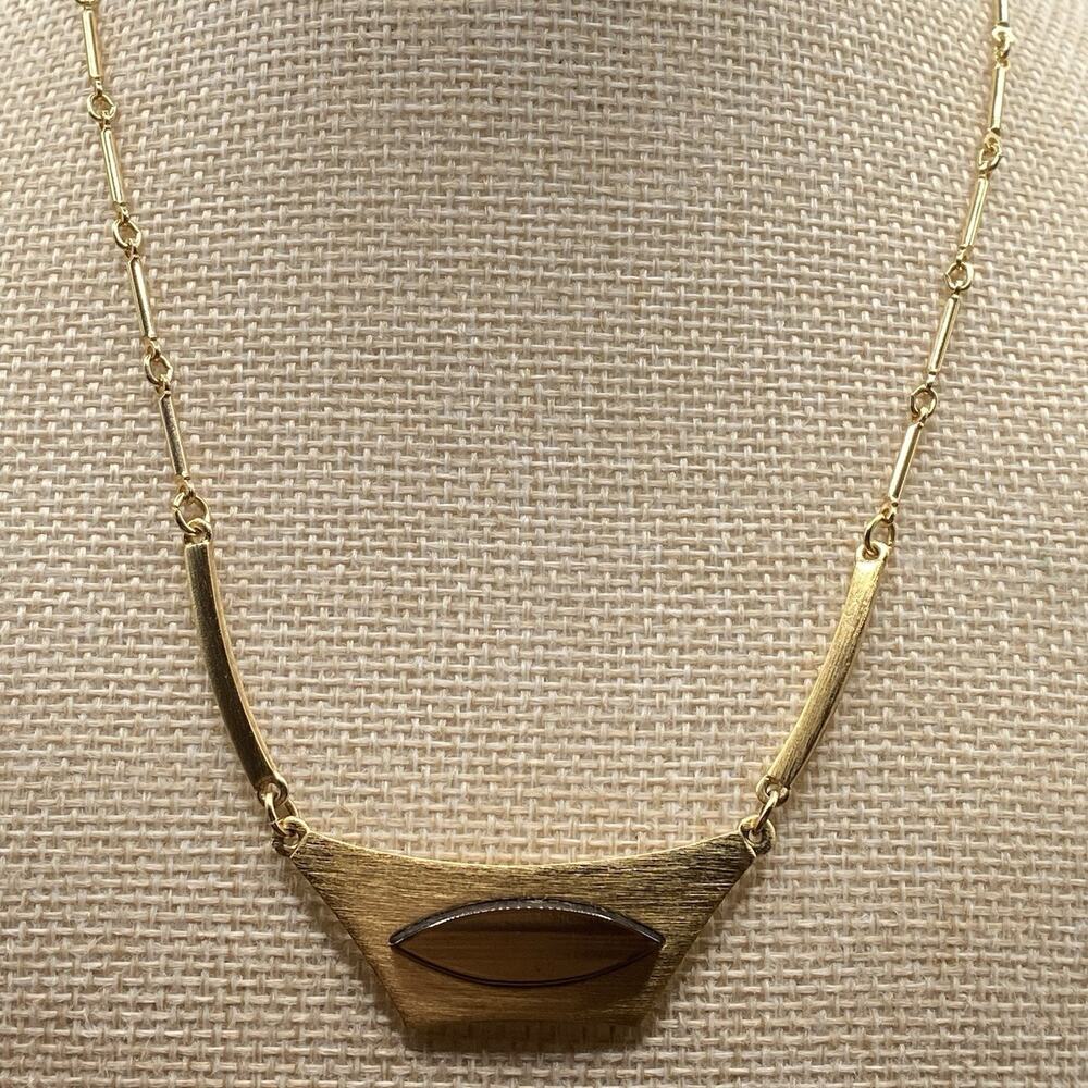 Unique Vintage Sarah Coventry Thermoset Inlay Pendant Segment Chain Necklace 16"